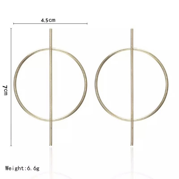 NEW💙💎GOLDEN💛MODERN💛MINIMALIST BIG BAR HOOP💎💙 - Picture 3 of 5